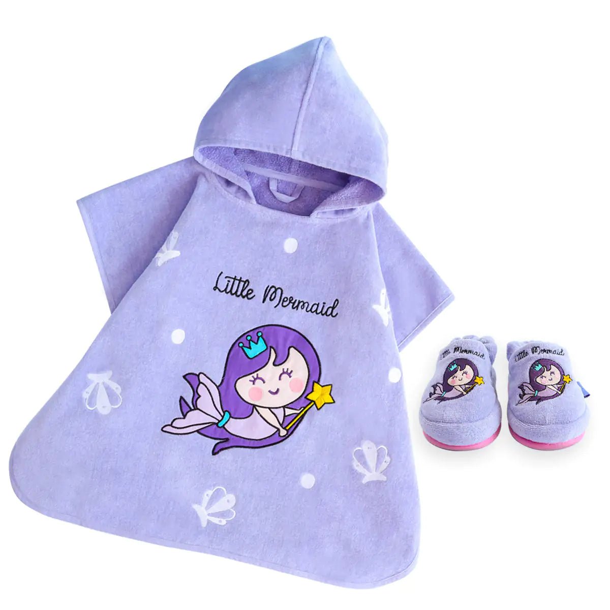 Milk&Moo Kids Poncho and House Slippers Little Mermaid - Infants planet