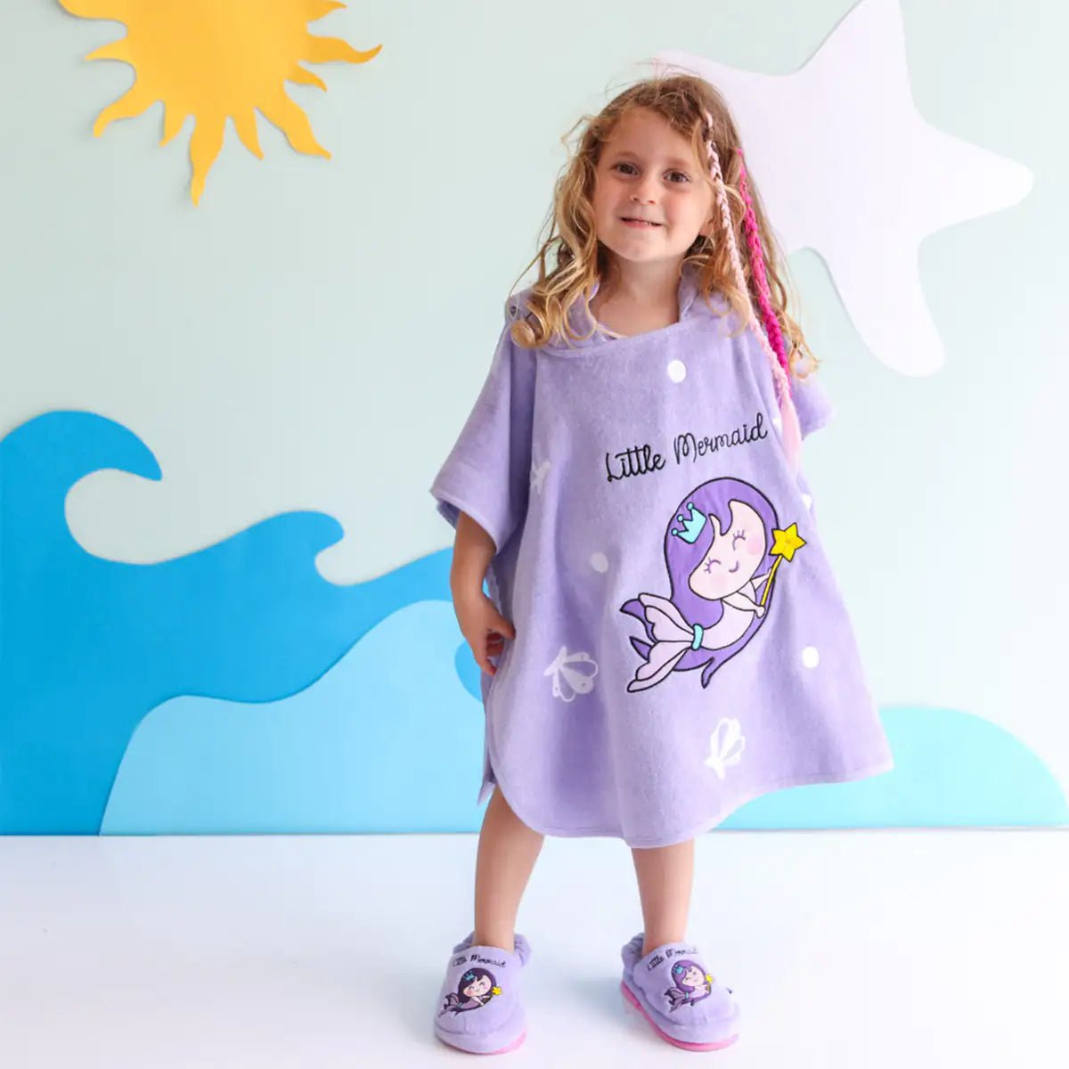 Milk&Moo Kids Poncho and House Slippers Little Mermaid - Infants planet