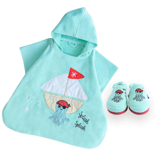 Milk&Moo Kids Poncho and House Slippers Sailor Octopus - Infants planet