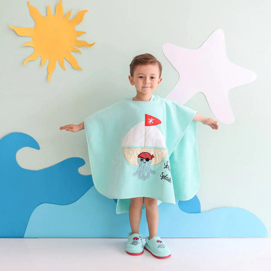 Milk&Moo Kids Poncho and House Slippers Sailor Octopus - Infants planet