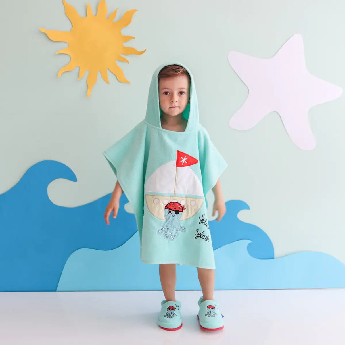 Milk&Moo Kids Poncho and House Slippers Sailor Octopus - Infants planet