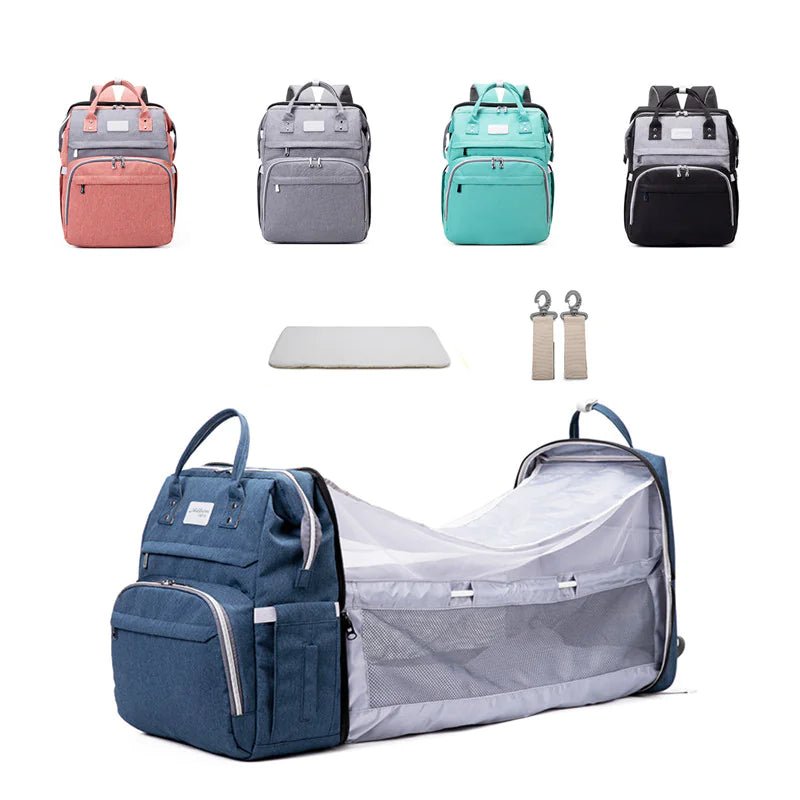 Portable Crib Backpack for Moms - Navy Blue - Infants planet