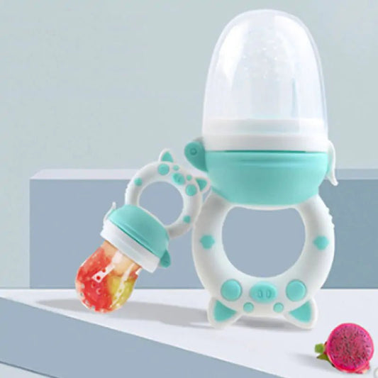 Silicone Teether & Fresh Food Feeder for Babies (3 - 12 Months) - Pig Pink White M - Infants planet