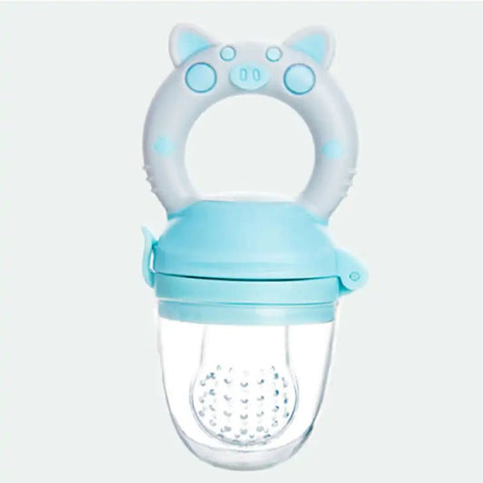 Silicone Teether & Fresh Food Feeder for Babies (3 - 12 Months) - Pig Pink White M - Infants planet