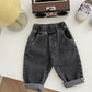 Soft Casual Children Simple Solid Color Jeans - Black - Infants planet