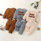 Solid Color Letter Top & Trousers Set - Caramel - Infants planet