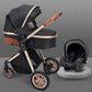 Stylish High View Stroller Lightweight Folding - Gold tube black - Infants planet