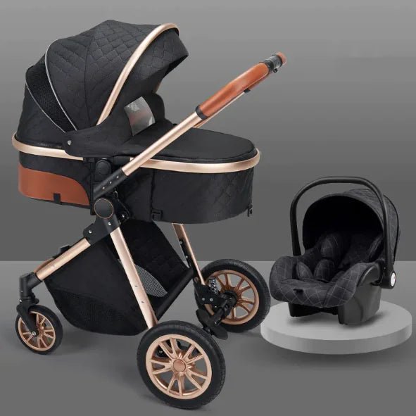 Stylish High View Stroller Lightweight Folding - Golden tube beige - Infants planet