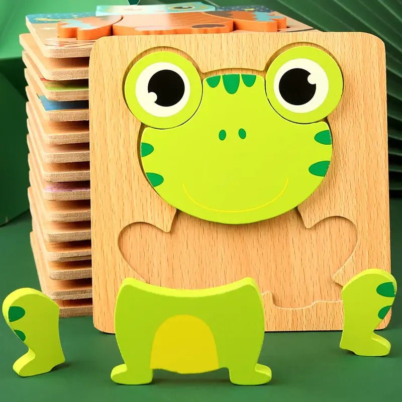 Wooden Puzzle Baby Cartoon Animal - Infants planet